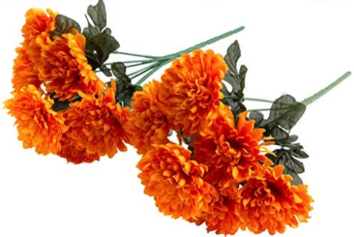 DPI künstlicher Chrysanthemenstrauß mit 7 Stielen (2 Stück) (orange)