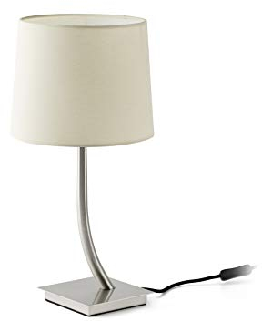 Rem Nickel Matt Tischlampe Beige Schirm