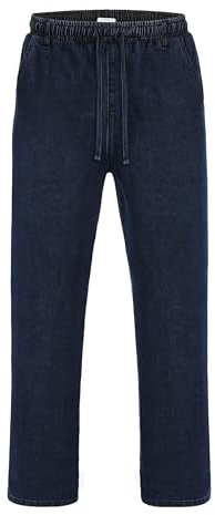 COOFANDY Herren Jeans Stretch Schlupfhose Schlupfjeans Gummizughosen aus Baumwolle Männer-Hose mit Elastische Bund Marineblau L