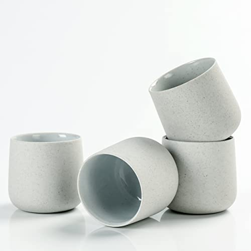TEANAGOO Ceramic Japanese Tea Cup, 7.2Oz / 205 ml, Lt.Grey, H5, 4 Pcs/Box, Occupied Japan Tea Cups, Chinese Tea Cup, Asian Tea Cups, Asian Tea Cups no Handles, Korean Tea Cup Ceramic Cup for Tea