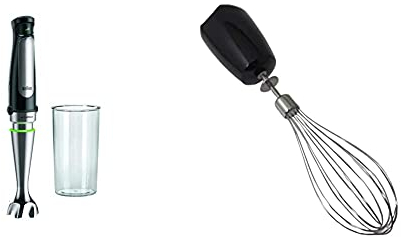 Braun MultiQuick 7 MQ 7000X Stabmixer - Pürierstab mit abnehmbarem edelstahl Mixfuß mit ActiveBlade Technologie, schwarz & Schneebesen Aufsatz MQ 10 - Stabmixer Zubehör, schwarz