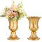 Sziqiqi Petits Vase en Métal Or Lot de 2 - Vases de Trompette Élégants Vases de Centres Mariage Arrangements de Fleurs Décoration pour Fête d'anniversaire Maison Salon Fête Bureau, 23cm