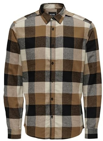 Only & Sons Onsgudmund Ls 3T Chemise à Carreaux Noos, argenté, XL Homme