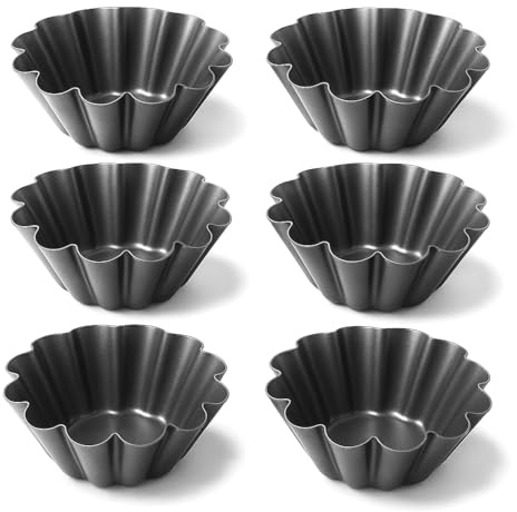 Space Home - Set 6 Stampini in Acciaio per Flan e Budino - Stampi per Panna Cotta e Muffin - Pirottini Riutilizzabili per Dolci - 13,5 cm