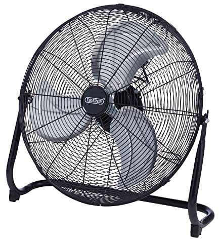 Draper 70438 230V Floor Fan, 20/500mm, 120W, Fan for Office, Living Room and Garage, Black
