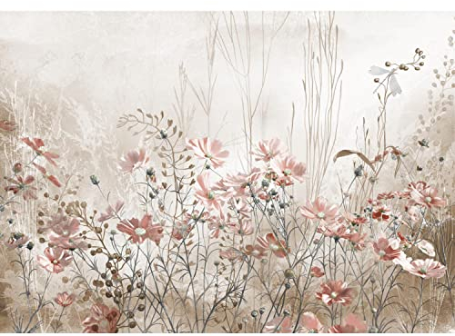 Runa Art Fototapete Blumenwiese Vintage Modern Vlies Wohnzimmer Schlafzimmer - Made in Germany - 308 x 220 cm Beige 9564010a