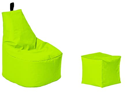 Momiralland Classic Sitzsack XL - XXL mit Hocker Sitzkissen BodenKissen Sessel In- & Outdoor geeignet Gaming Sitzsack für Erwachsene und Kinder… (Kiwi, XL - Durchmesser 65 cm)