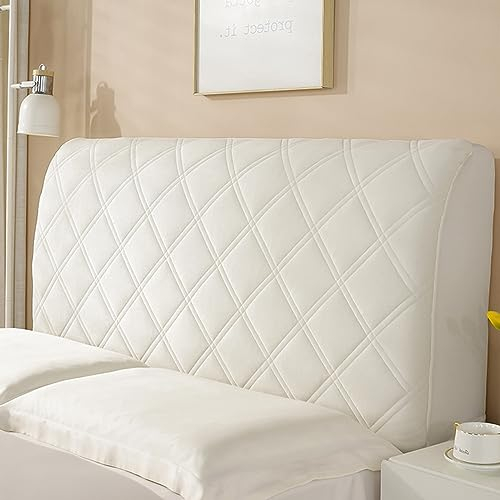 YOHOCS Stretch Bett Kopfteil Husse, Bett Kopf Rückenlehne Staubdichte Bezug, Dehnbare Saubdichte Schutzhülle für eine Vielzahl von Bettköpfen,Weiß,200cm