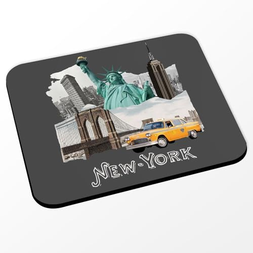 Fabulous Mouse Mat – New York Collage America Travel Postcard – Size 24 x 20 cm Black