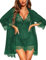 RSLOVE Nuisette Sexy Femme Robe de Nuit Lingerie Babydoll sous Vetements Feminins 3 Pièces avec G-String Vert Foncé L