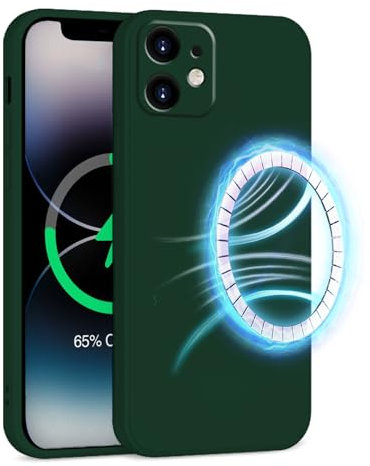INZ Mag-Safe Magnetic iPhone 11 Case 6.1-Inch Dark Green Liquid Silicone Gel Rubber Anti Scratch Resistant Soft Slim Protective Cover Protect Compatible for iPhone 11
