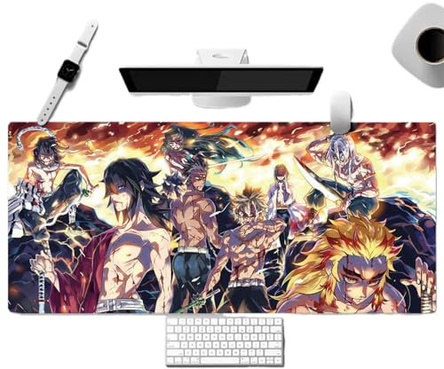 Demon Slayer Tapis de souris de jeu professionnel XXL pour PC, accessoire clavier et souris, tapis de souris en caoutchouc antidérapant étendu (Tpye1, 900 x 400 x 3 mm)