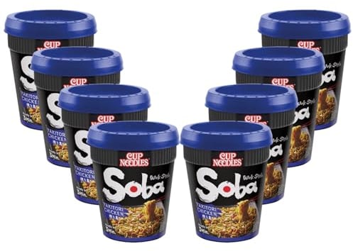 Nissin Soba Noodles Yakitori Chicken 8 Pack Nissin Noodles - Soba Cup Noodles Bundle by The Great British Kitchen
