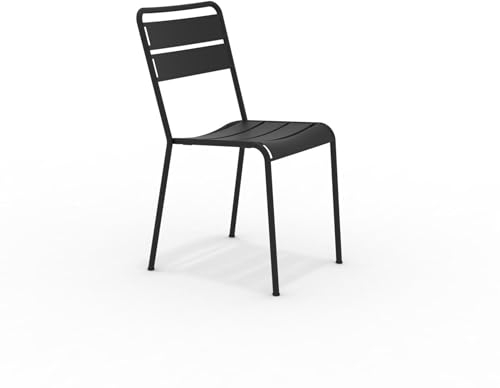 Mondo Viro Gartenstuhl aus lackiertem Metall Twist, stapelbar, 45 x 57 cm, 86 cm (Schwarz, 8)