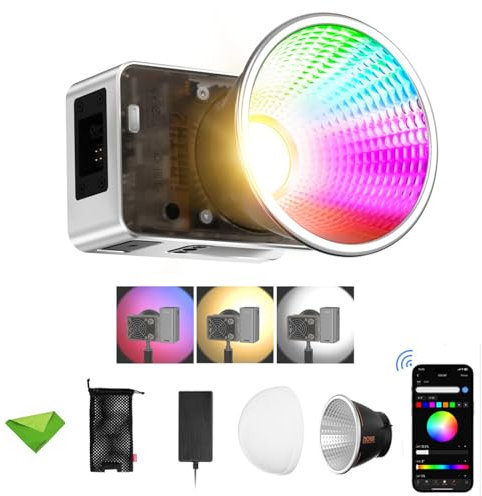 Zhiyun X60 RGB Luce video LED, CCT 2700-6500K CRI?95 TLCI?98, luci video di controllo APP per illuminazione video da studio, YouTube, Vlog, live streaming, ecc. (Supporto ZY)