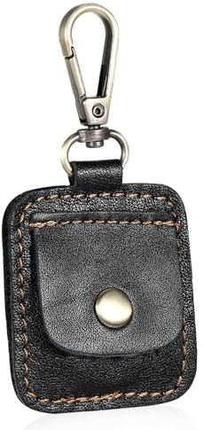 GEEHUA Ringtasche mit Schlüsselanhänger, Reise Schmuckkästchen Klein Ringhalter aus Leder tragbar für Schmuck Reisen Halsketten Ringaufbewahrung Etui für Workout Fitnessstudio(Black)