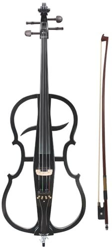 Violoncelle éLectrique, Bois Massif Violoncelle éLectronique 4/4 Instrument De Musique, Pleine Grandeur Fait à La Main Kit De Violoncelle éLectrique Silencieux,A