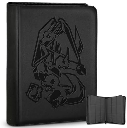 Douper 12 Pocket Binder for Pokemon Cards, 480 Trading Cards Games Collection Holder Book Folder with Side-Loading Sleeves (Black)
