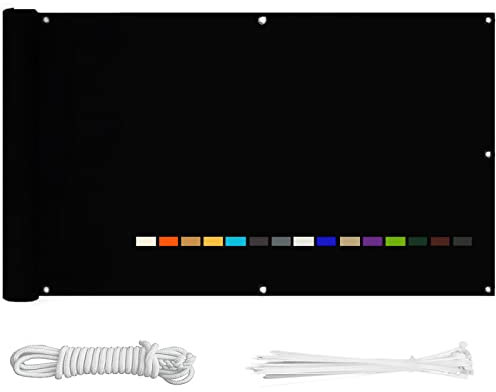 Balkon Sichtschutz Abdeckung Wetterbeständig Gartenzaun Balkonschutz gegen neugierige Blicke Schwarz 110 x 300 cm