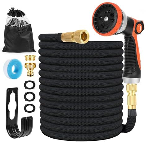 Tuyau d'arrosage Extensible avec 10 Modèles de Pulvérisation Convient aux Robinets de 1/2 et 3/4 Raccords Tuyau flexible et léger pour Jardin, Arrosage, Nettoyage avec Sac de Rangement