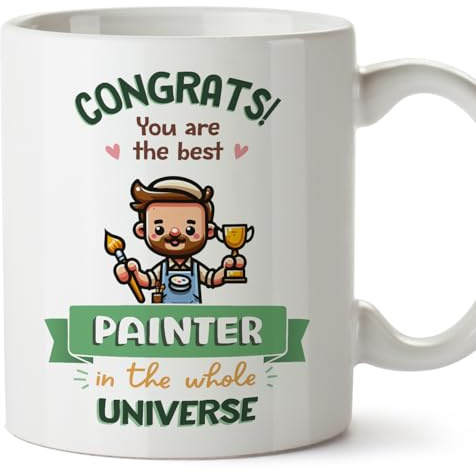 MUGFFINS Painter Man Mug - in English - Best in Universe Trophy - Funny Gift for Colleagues - Ceramic 11oz Mug