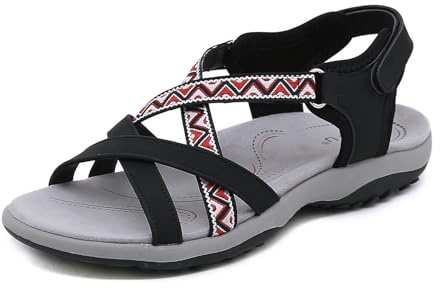 Meik Mangni Sandales Sport Femme Sandale de Randonnée d'été Sandales de Marche Légères à Bout Ouvert Chaussures de Trekking en Plein,A Noir,Taille:37 EU