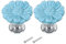 PATIKIL Vintage Floral Knobs 1-5/16, 2 Pcs Ceramic Round Drawer Knobs Dresser Knobs Door Hardware Pull Handles with Screw for Kitchen Bathroom Cupboard Wardrobe, Blue