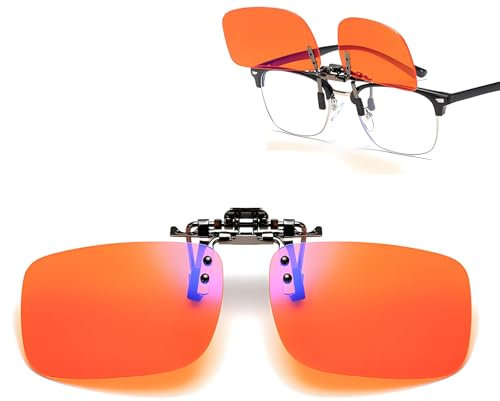 Clip-On Blaulichtfilter Brille, 100% UV-Schutz, Orange Getönte Gläser für Digitale Geräte, Geeignet für Studenten, Gamer und Büroarbeiter