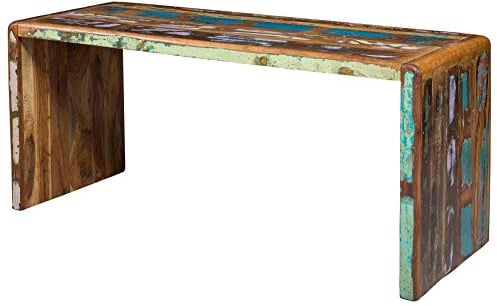 MASSIVMOEBEL24.DE | FREEZY Schreibtisch aus Massivholz #40 | Altholz - Mehrfarbig, lackiert | Industrial-Stil | 170x65x76 cm | Bürotisch Holzschreibtisch Arbeitstisch