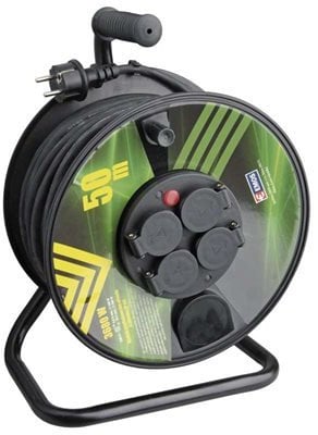 Leertrommel-Kabeltrommel 4-fach Kautschuk 50 m Querschnitt 2,5 mm2