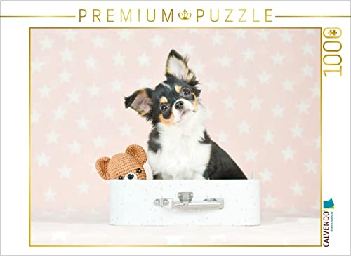 CALVENDO Puzzle Süßer Chihuahua mit Teddy | 1000 Teile Lege-Größe 64 x 48 cm Foto-Puzzle für glückliche Stunden