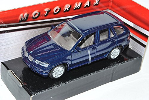 B-M-W X5 E53 Dunkel Blau Fast Schwarz Metallic SUV 1999-2006 1/43 Motormax Modell Auto mit individiuellem Wunschkennzeichen