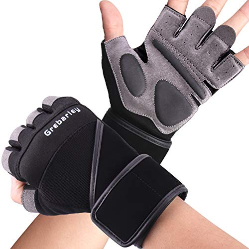 Grebarley Fitness Handschuhe,Trainingshandschuhe für Damen und Herren - Fitness Handschuhe für Krafttraining,Bodybuilding,Kraftsport & Crossfit Training (S, lang)