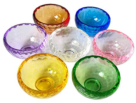 sleeri Tibetisch-buddhistische Wasserschalen – Mini-Schalen, 7er-Set, Wasser-Angebotsschalen, tibetisch-buddhistisches Zubehör, Schalen für Yoga, Meditation, Altar, 6 cm Durchmesser