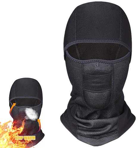 Biqing Sturmhaube Motorrad Balaclava Skimaske Sturmmaske Fleece Warm Gesichtsmaske Wasserdicht Winddicht fur Herren Damen,Schwarz.