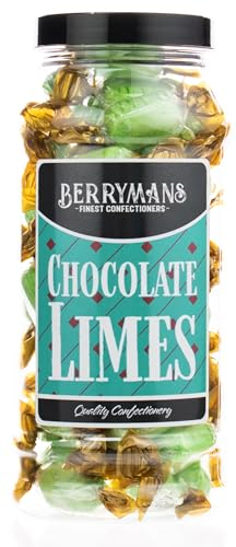 Original Chocolate Limes Choc Retro Sweets Gift Jar By Berrymans Sweet Shop - Classic Sweets, Traditional Taste.