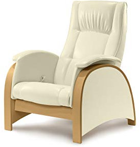 Lounge X Antasette Relaxsessel mit Hocker | Schaukelstuhl, modernes Design, umweltfreundlicher Korb Beige, hell, Furnier Natur – Stuhl für Schlafzimmer, Wohnzimmer o Garten
