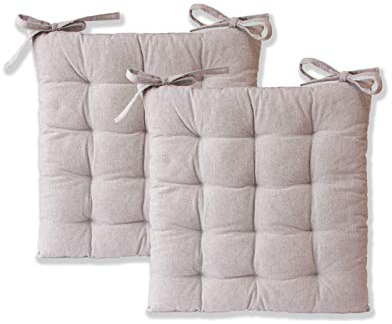 etérea Sitzkissen - Ilka Stuhlkissen Serie - Boden-Kissen mit Bändern für Indoor und Outdoor, 100% Baumwolle nach Ökotex 100, Größe: 2er Set - 40x40 cm, Farbe: Grau