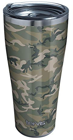 Tervis Jungle Camo Stainless Steel Insulated Tumbler with Clear and Black Hammer Lid, 30oz, Silver