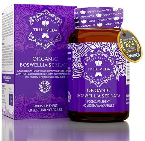 Organic Boswellia Serrata Capsules - Joint Care Supplements | Indian Frankincense Resin | Soil Association Organic Certified UK | 5:1 Extract | 75% Boswellic Acid | 60 Vegan Boswellia Extract Capsules