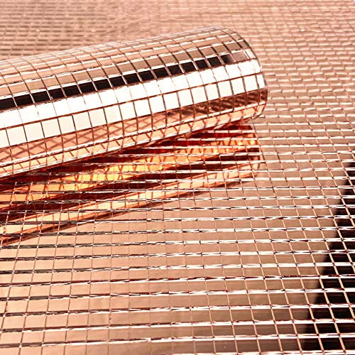 WDragon 2400 Stück Echtglas Rose Gold Spiegel Mosaik Fliesen Aufkleber für Handwerk Quadratische Glasfliesen Selbstklebend 5 mm x 5 mm