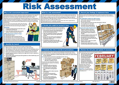 Safety First Aid Risk Assessment Poster, A2 | 60cm x 43cm, Laminated