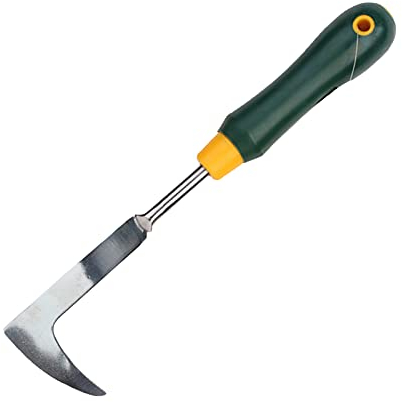 Gmjay Desbrozadora Manual de Grietas, Herramienta de jardín de Acero Inoxidable con Hoja en Forma de L, Cuchilla cortadora de césped, Hoz de malezas, Herramienta Manual de deshierbe de Grietas,