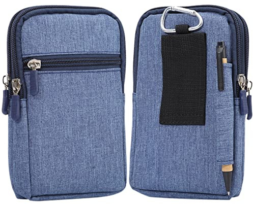 Universal Mini Gürteltasche Herren, Handy Gürteltasche Kleine Blau, Nylon Hüfttasche Hndytasche Gürtel Kleine Umhängetasche Schultertaschen Bauchtasche für iPhone 16/15/14/13/12 Pro Max,Samsung Galaxy