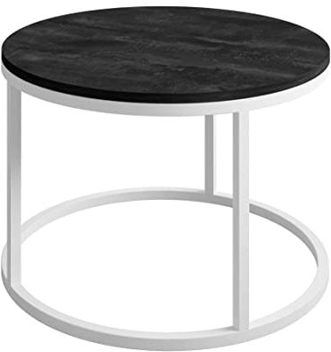lukmebel Couchtisch CIRI, 60x60x42cm, rund, weiß und dunkler Beton