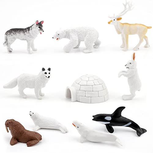 Gukasxi Polartiere 10 Stück realistische Tierfiguren Kunststoff Pinguin Eisbär Action Modell für frühes Lernspielzeug Geburtstag Cupcake-Topper für Kinder und Erwachsene