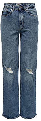 ONLY Damen Jeans ONLJUICY HW Wide Leg REA995 Comfort Fit Dark Medium Blue Denim