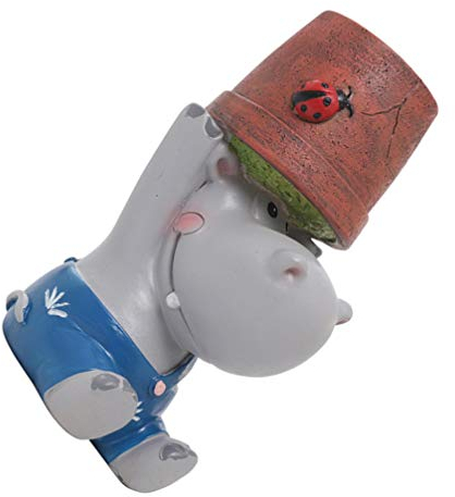 Happyyami Cartoon Hippo Resin Blumentopf Für Sukkulenten Niedlicher Pflanzenhalter Für Schreibtisch Und Zuhause Mit Abflussloch Und Langlebig Für Pflanzenliebhaber