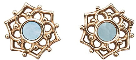 HOLZKERN Material Damen Ohrstecker 24 Karat Gold Echt Gold und Perlmutt Blau - Hochwertige Edelstahl Ohrstecker Ohrstecker in Roségold Vergoldet Perlmutt Vergoldet, Perlmutt mit 24 Karat Roségold