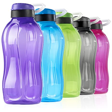 Yeahshion Botella de Agua Reutilizable de 1500 ml con Asa, Botella de Agua Deportiva Portátil de 1,5 Litros a Prueba de Fugas sin BPA para Gimnasio, Camping, Viajes, Trabajo, Violeta